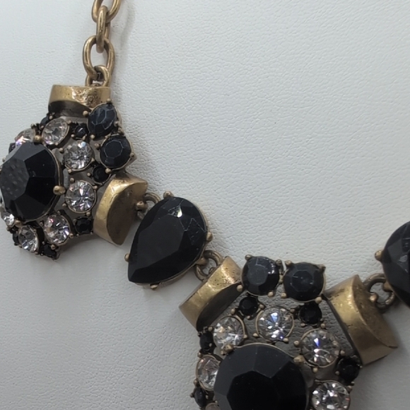 J. Crew Dark Blue Black and Gold Floral Necklace - Picture 2 of 5